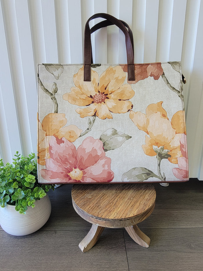 Cream Floral Temple Bag