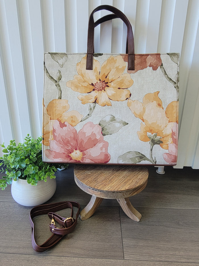 Cream Floral Temple Bag