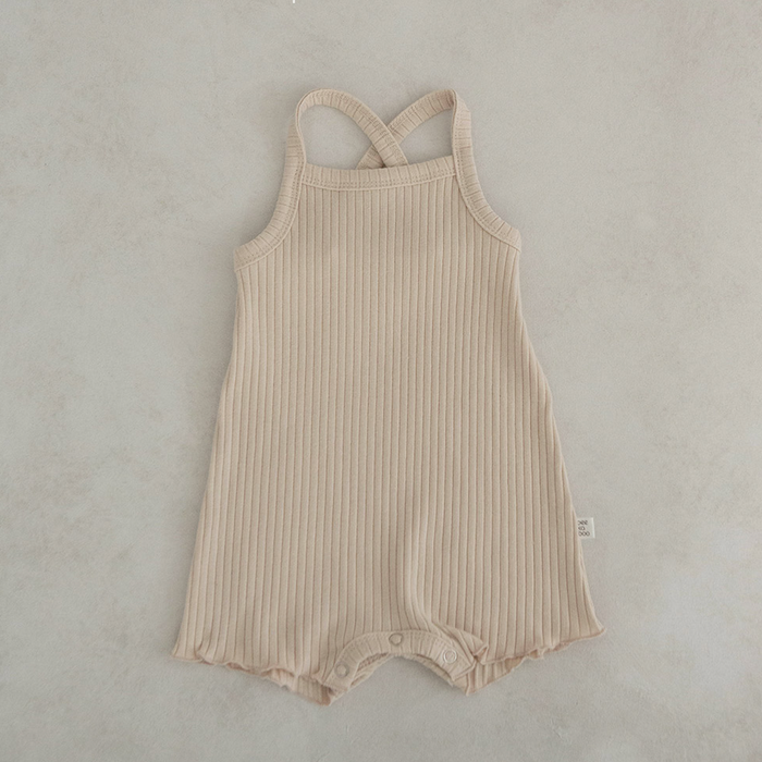 Cross Back Romper & Headband Set Latte