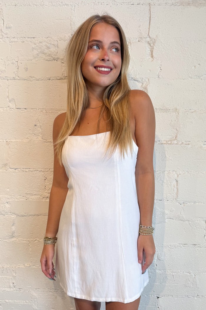 Daisy Lane Halter Dress White Back, adeline boutique, dallas boutique, boutique