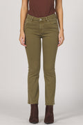 olive green mid rise cropped flare Jeanne