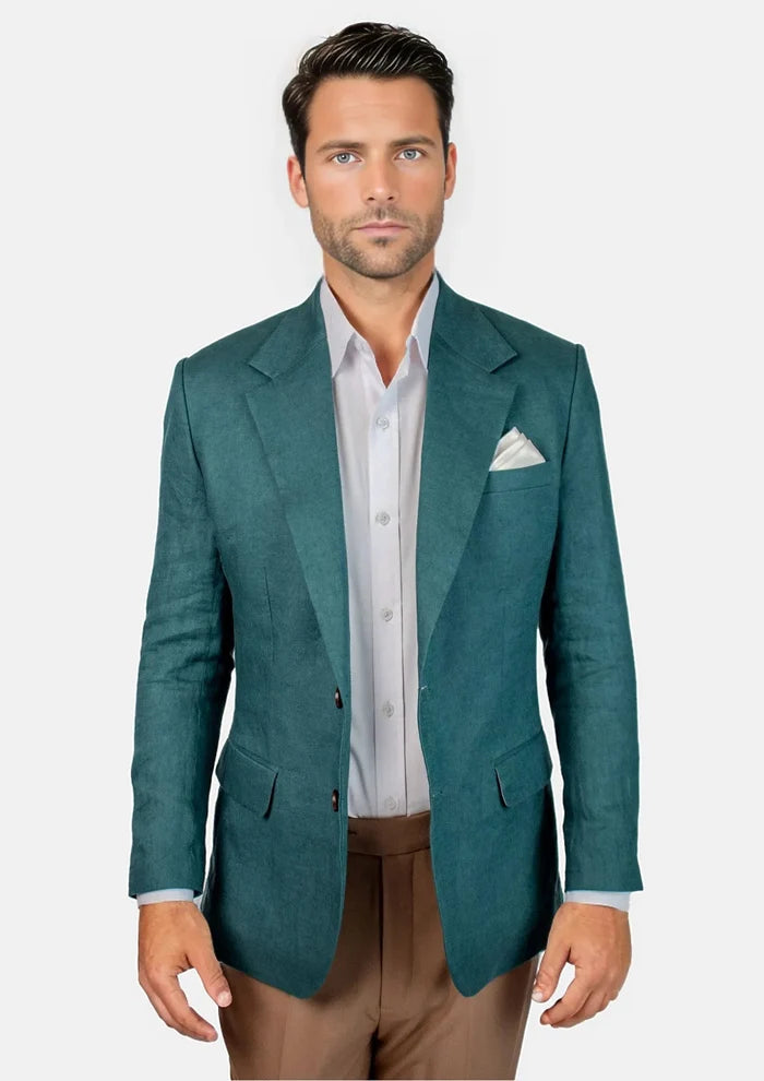 Ellis Deep Teal Linen Jacket - SARTORO
