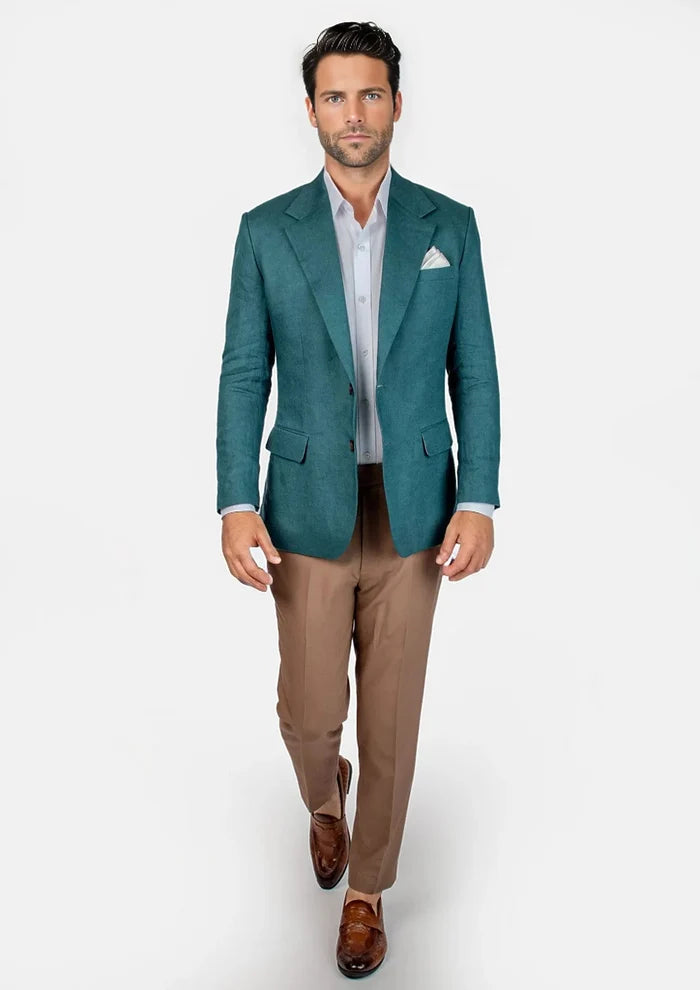 Ellis Deep Teal Linen Jacket - SARTORO