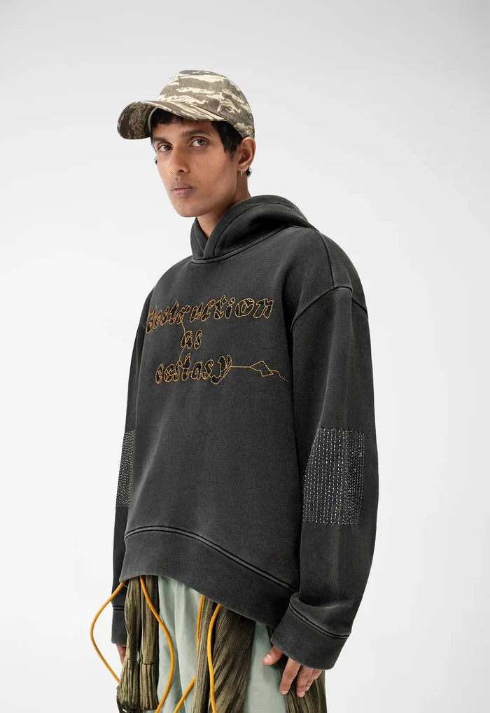Destruction as Ecstasy Embroidered Cropped Hoodie