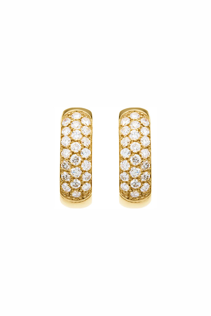 Diamond  Pave Hoops - Yellow Gold