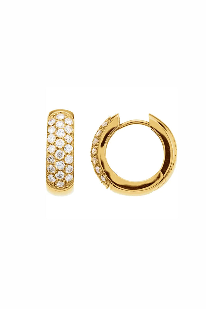 Diamond  Pave Hoops - Yellow Gold