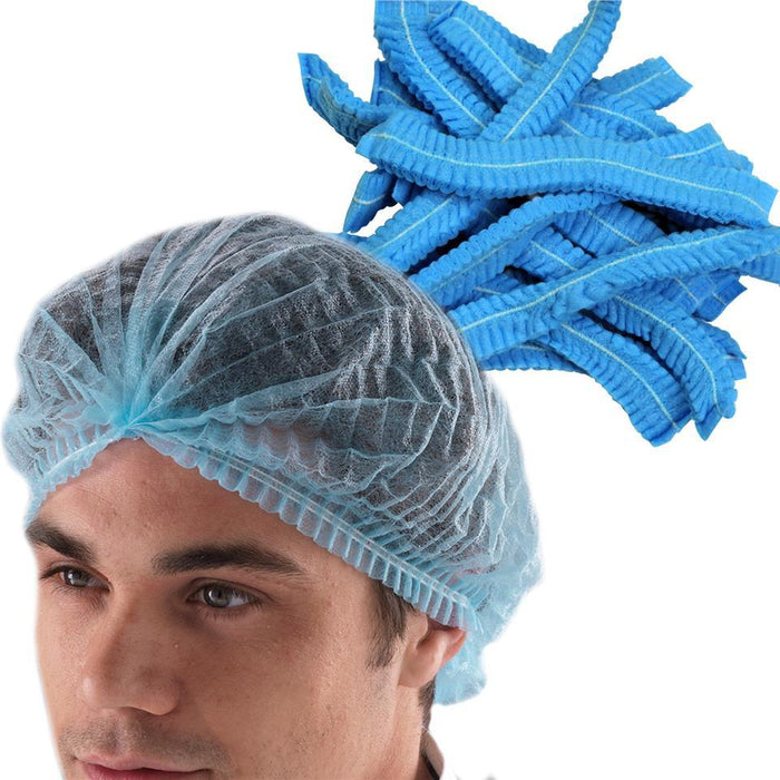 Disposable Double Elasticated Mob Caps Hair Nets White / Blue
