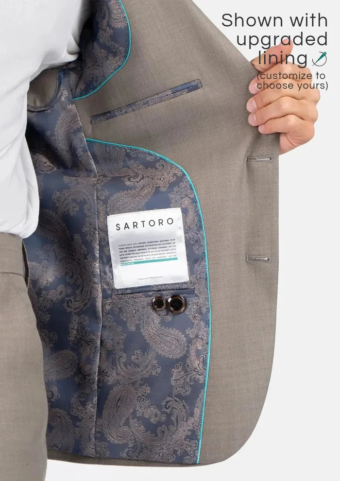 Astor Light Brown Sharkskin Jacket - SARTORO