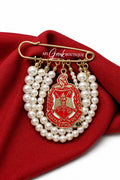 DST Shield + White Pearls Pin