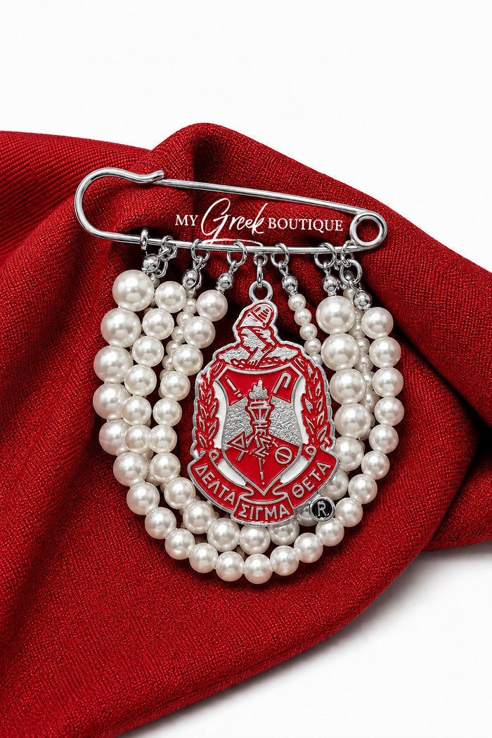 DST Shield + White Pearls Pin