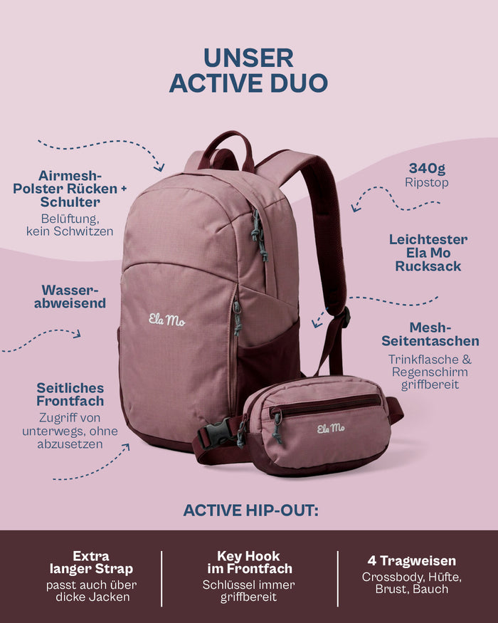Ela Mo™ Active  Duo Rucksack + Hip Bag | Smoothie
