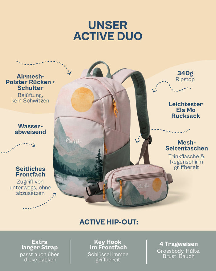 Ela Mo™ Active  Duo Rucksack + Hip Bag | Take me to