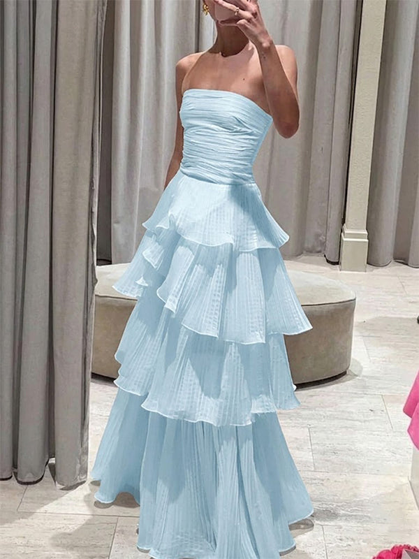 Elegant Mint Green Strapless A-line Long Prom Dress, Evening Dress, PD37686