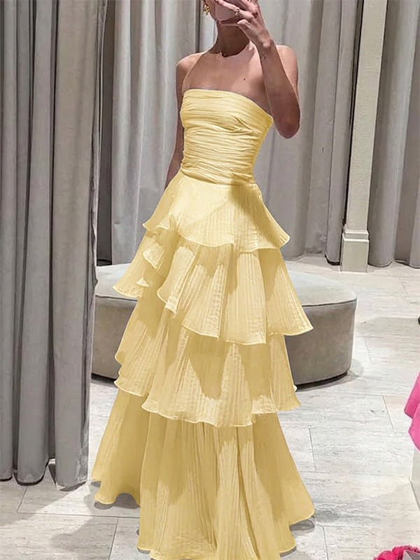 Elegant Mint Green Strapless A-line Long Prom Dress, Evening Dress, PD37686