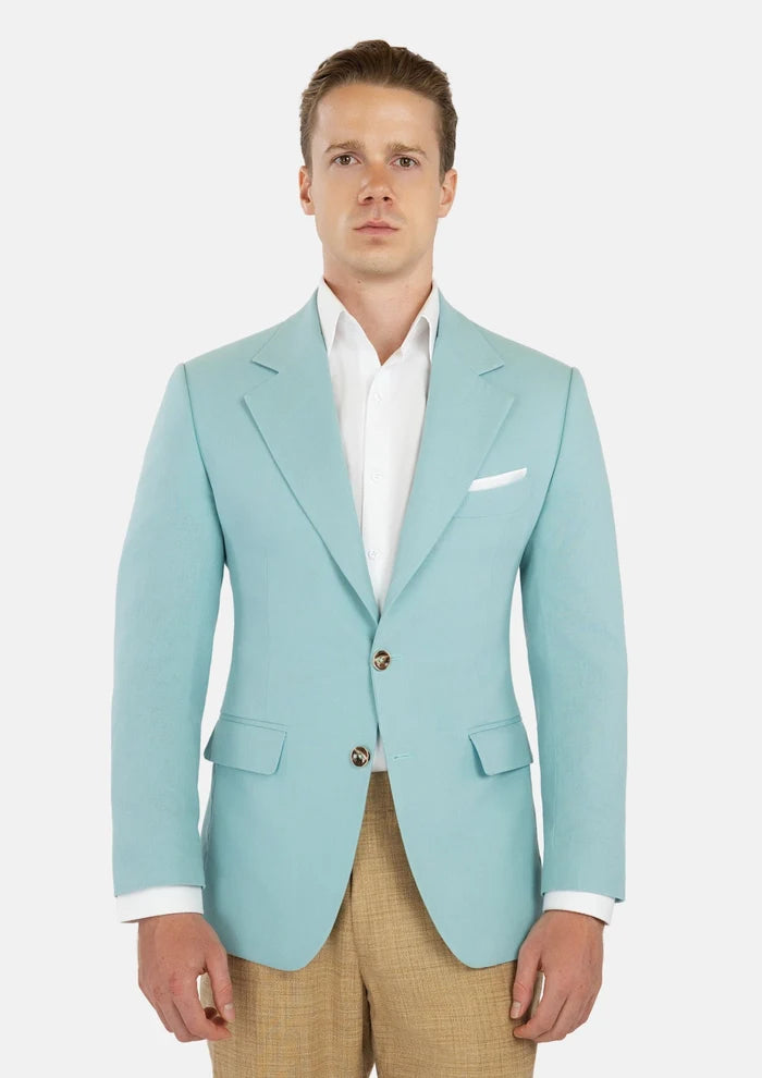 Ellis Light Teal Linen Blend Jacket - SARTORO