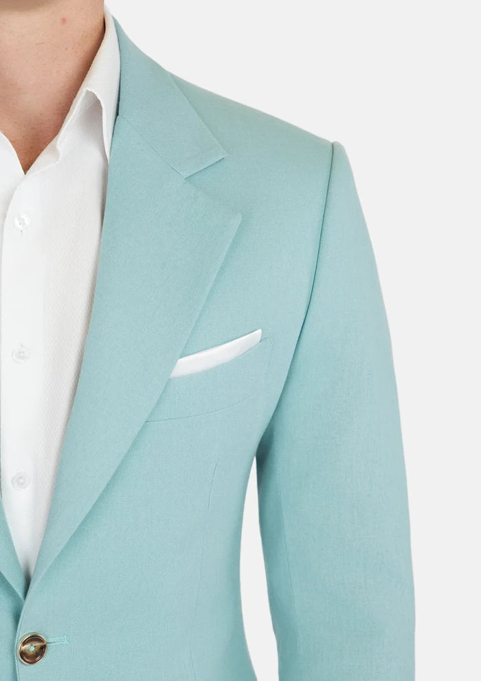 Ellis Light Teal Linen Blend Jacket - SARTORO