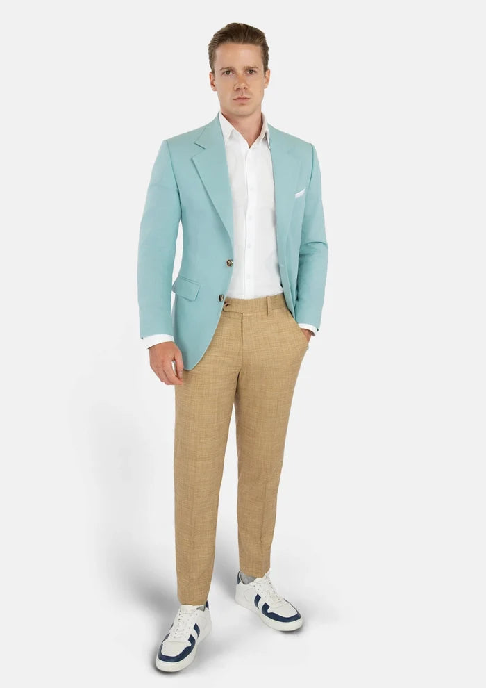 Ellis Light Teal Linen Blend Jacket - SARTORO