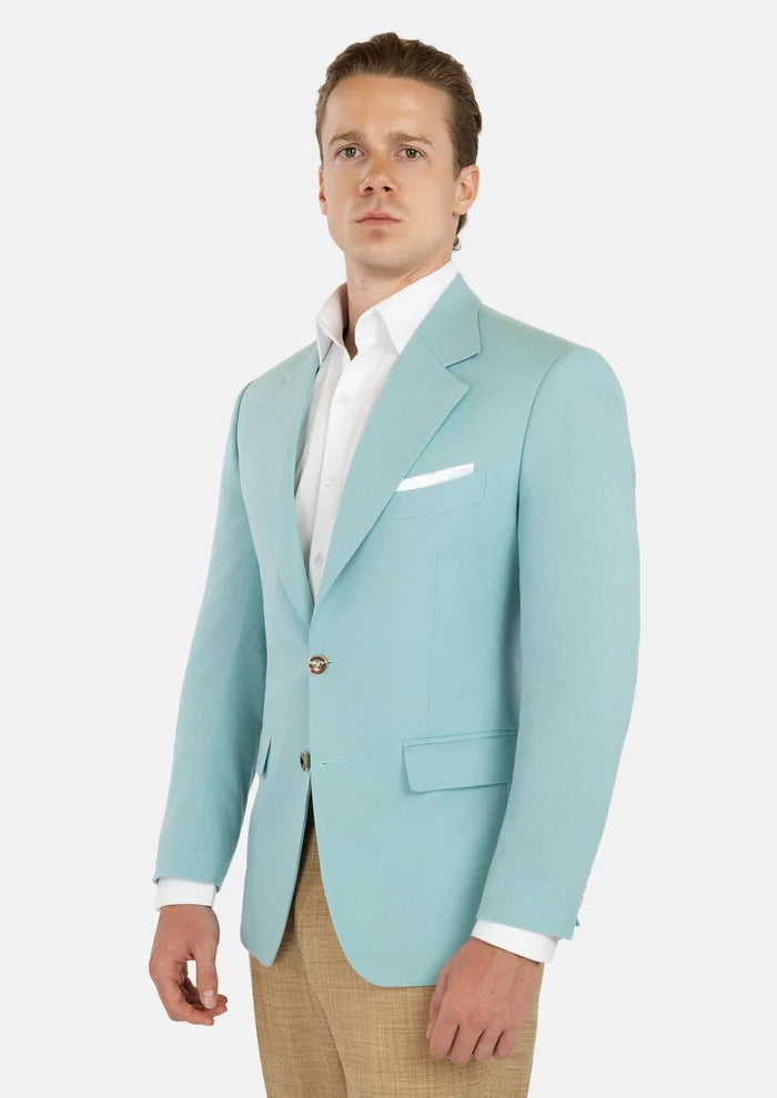 Ellis Light Teal Linen Blend Jacket - SARTORO