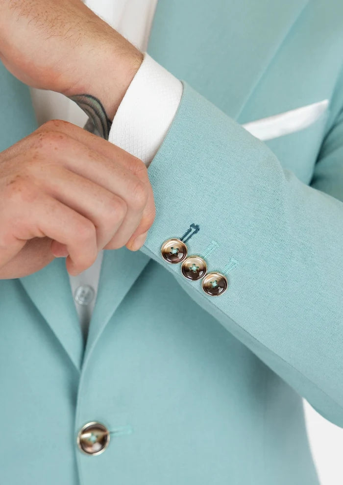 Ellis Light Teal Linen Blend Jacket - SARTORO