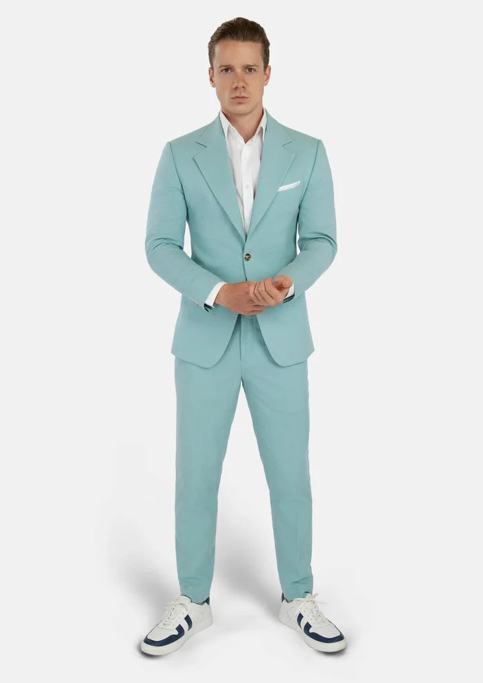 Ellis Light Teal Linen Blend Suit - SARTORO