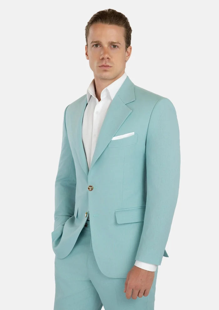 Ellis Light Teal Linen Blend Suit - SARTORO