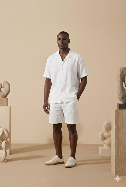 Ensemble Riviera Lin Blanc - Face