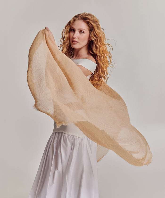 Essential Modal-silk Blend Crinkle Wrap in color pebble
