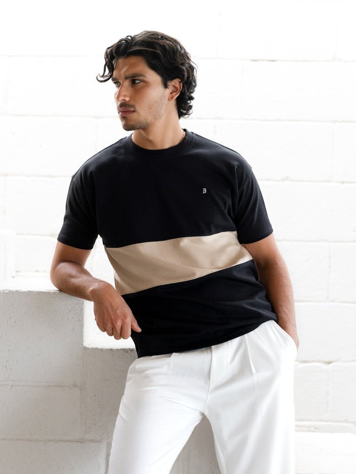 Evan Relaxed T-Shirt - Black & Tan