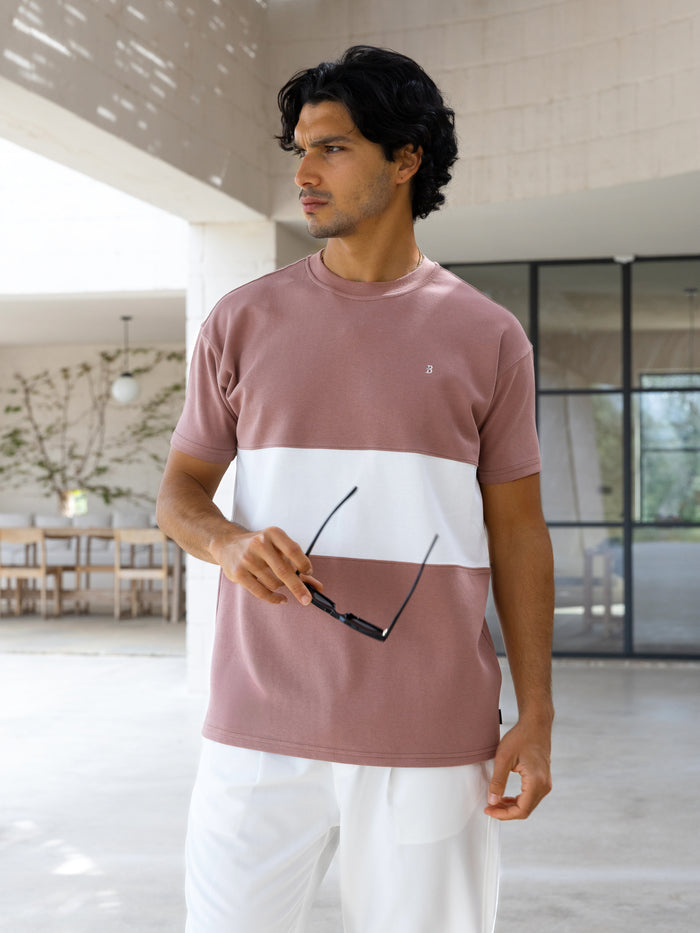 Evan Relaxed T-Shirt - Clay & White