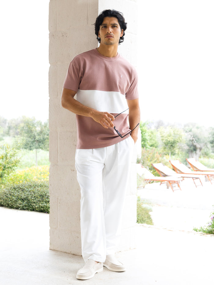 Evan Relaxed T-Shirt - Clay & White