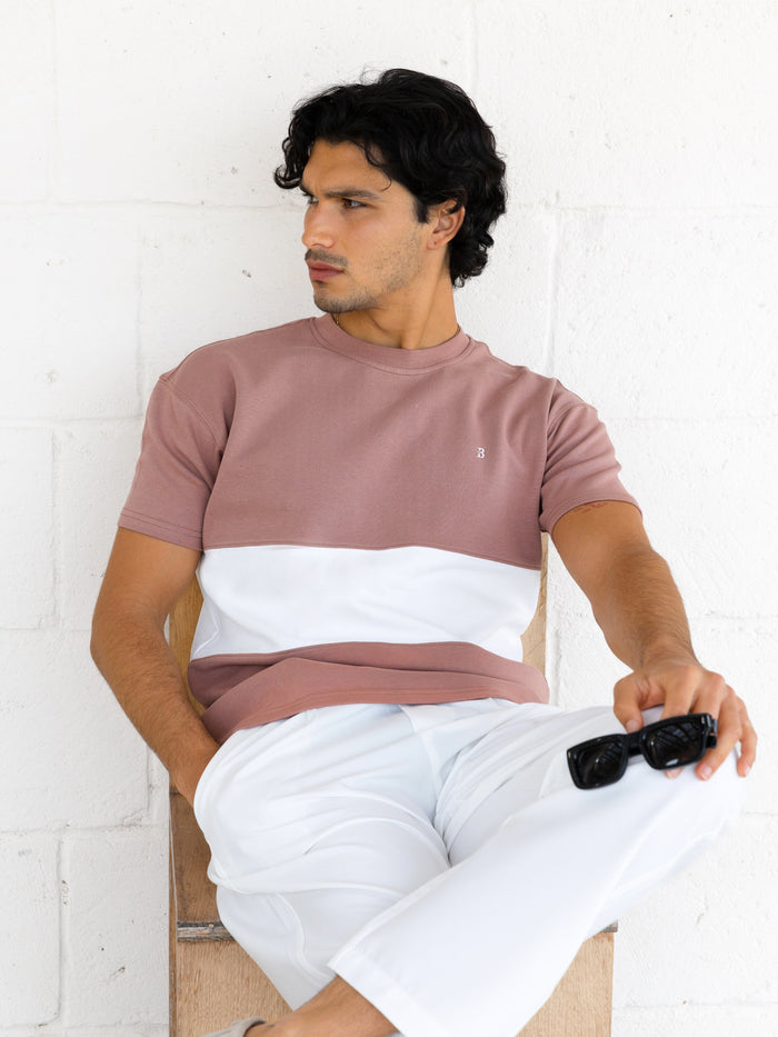 Evan Relaxed T-Shirt - Clay & White