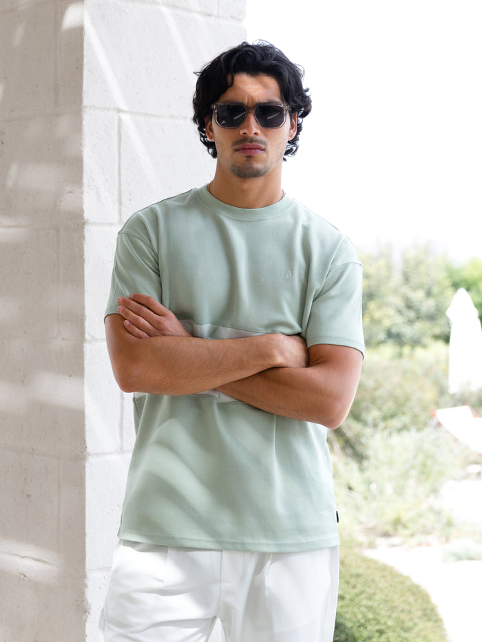 Evan Relaxed T-Shirt - Sage & White