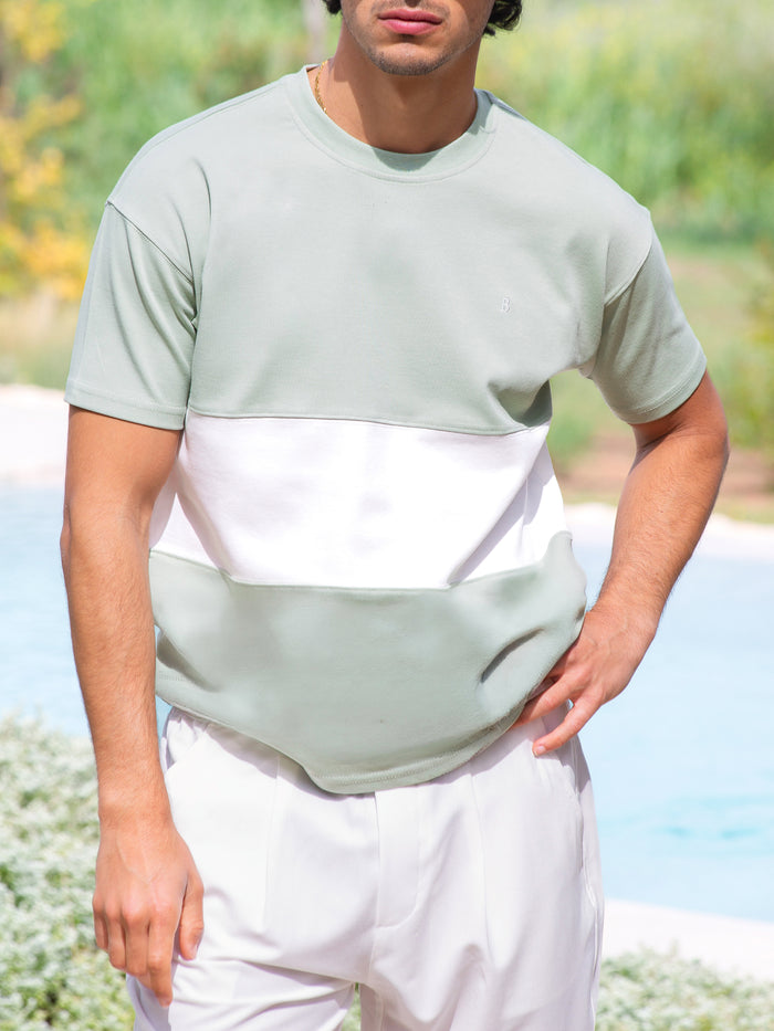 Evan Relaxed T-Shirt - Sage & White