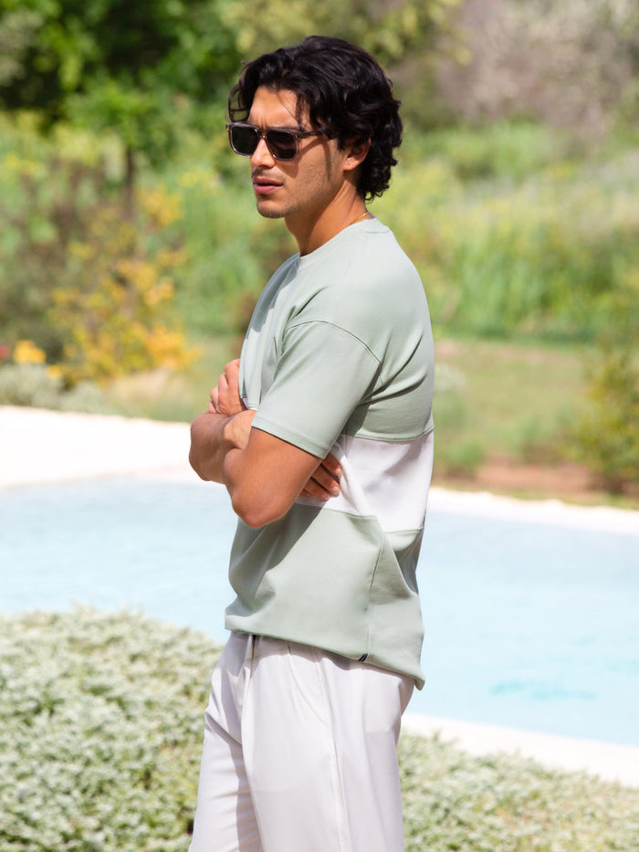 Evan Relaxed T-Shirt - Sage & White