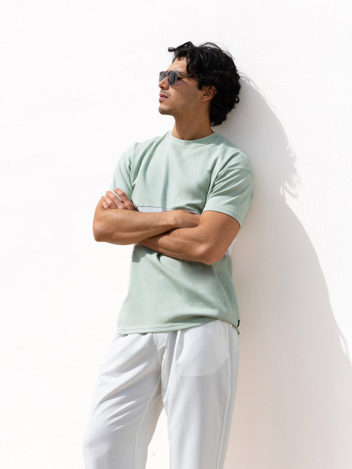 Evan Relaxed T-Shirt - Sage & White