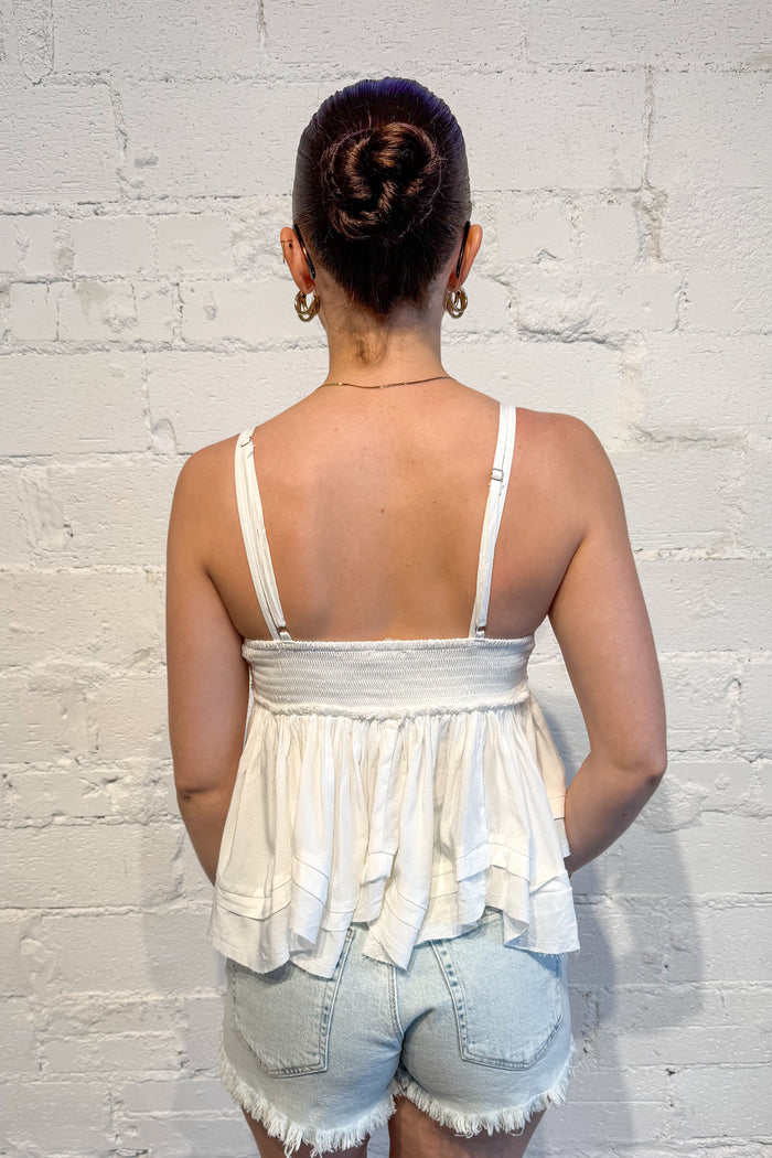 White evergreen sky top, white top, top, tops, dallas boutique, boutique