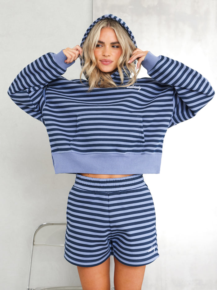 Evie Stripe Jogger Shorts - Blue