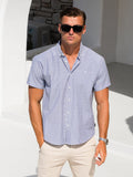 Ezra Short Sleeve Boxy Stripe Shirt - Navy