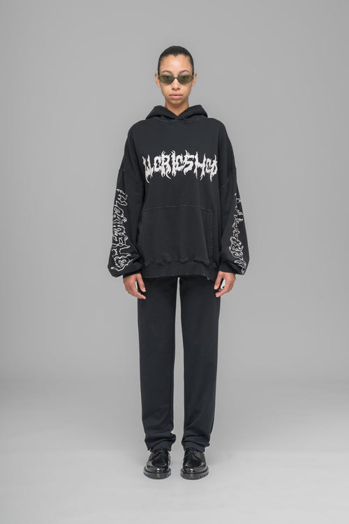 "FAITHLESS" OVERSIZED HOODIE WASHED BLACK - 032c