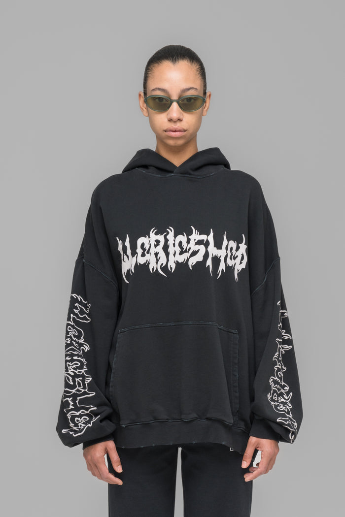 "FAITHLESS" OVERSIZED HOODIE WASHED BLACK - 032c