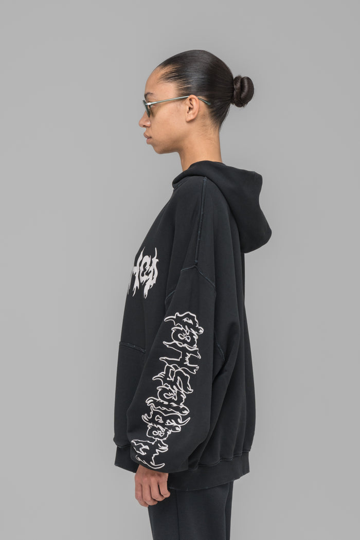 "FAITHLESS" OVERSIZED HOODIE WASHED BLACK - 032c