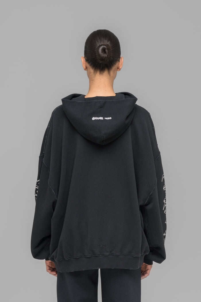 "FAITHLESS" OVERSIZED HOODIE WASHED BLACK - 032c