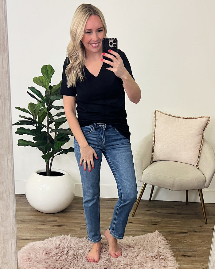 Favorite V Neck Top - Black  Zenana