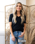 Favorite V Neck Top - Black Zenana Small