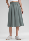 CRZ YOGA Women's Causal High Rise A line Flowy Midi Pocket Skirts Grey Sage
