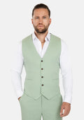 Fern Green Linen Blend Vest - SARTORO