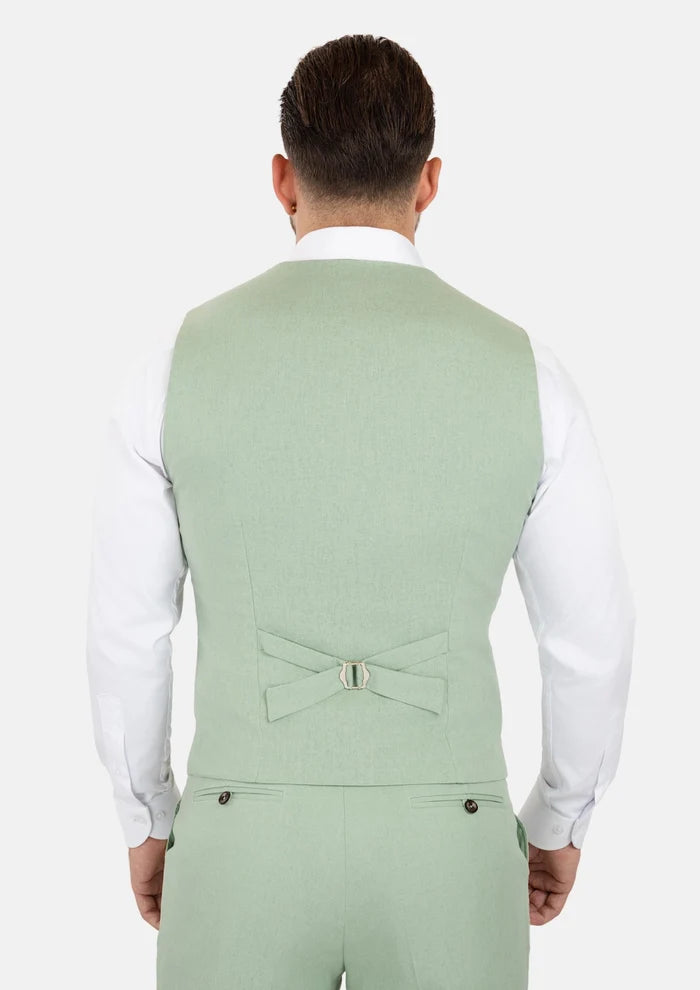 Fern Green Linen Blend Vest - SARTORO
