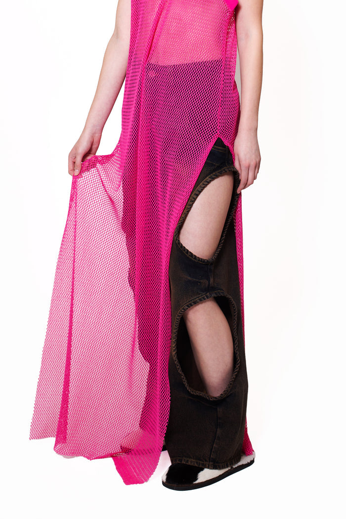 Fishnet Tank-Dress Pink