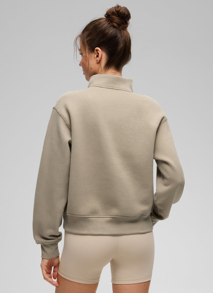 CRZ YOGA Women's Casual Half-Zip Waist Length Classic Fit Sweatshirt Oak