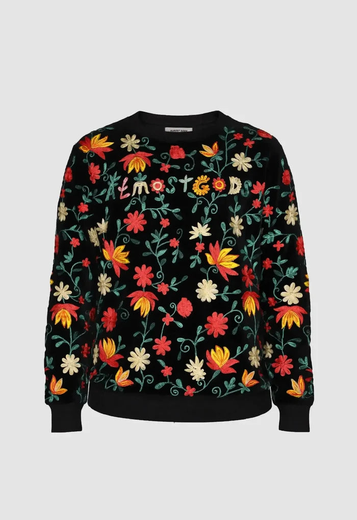 Floral Hand Embroidered Pullover